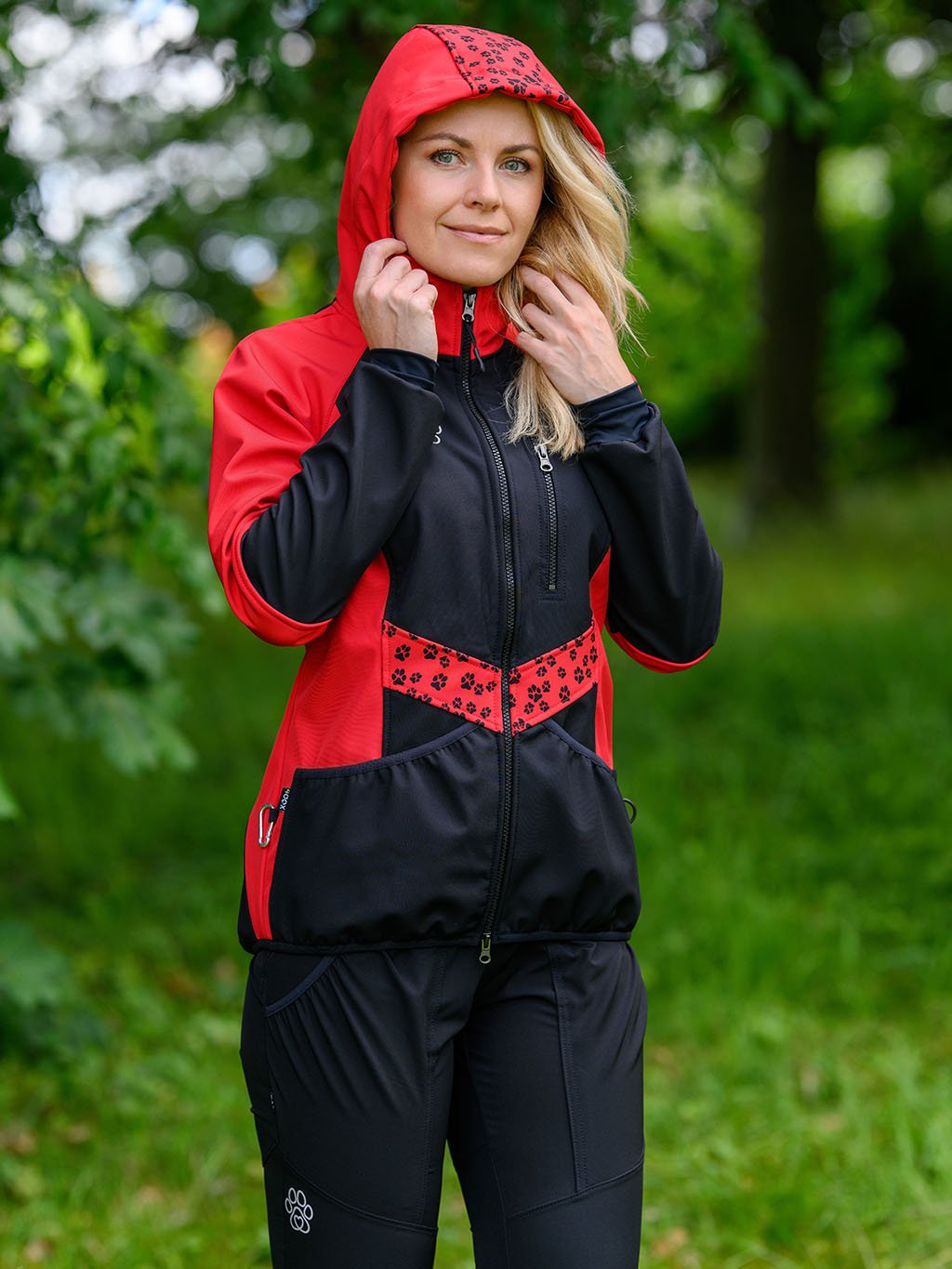 Ladies training jacket red all year round 4dox