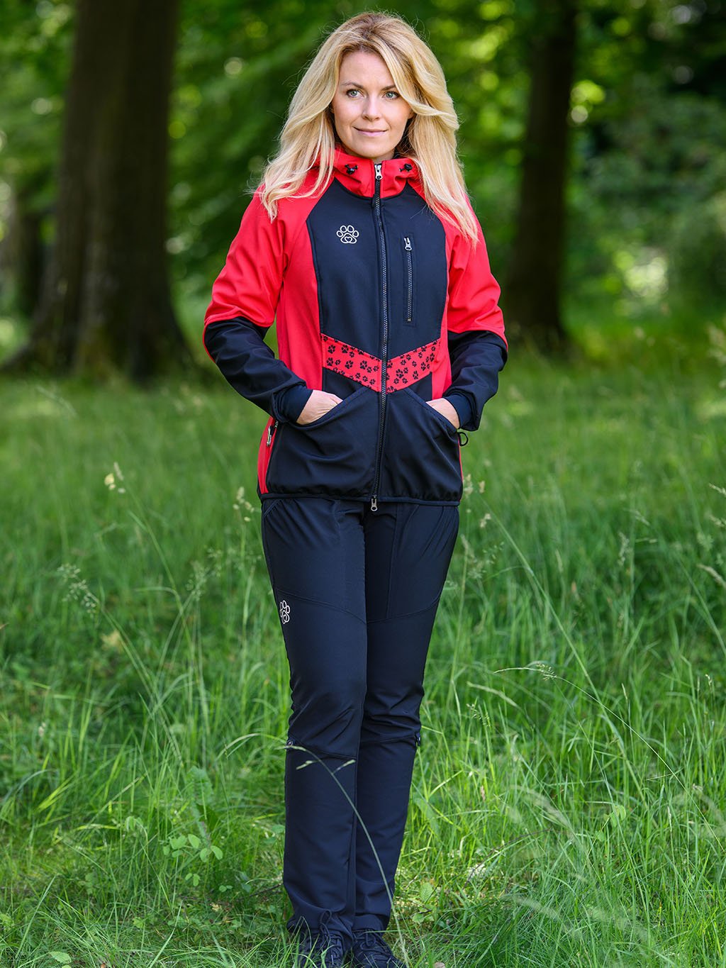 Ladies training jacket red all year round 4dox