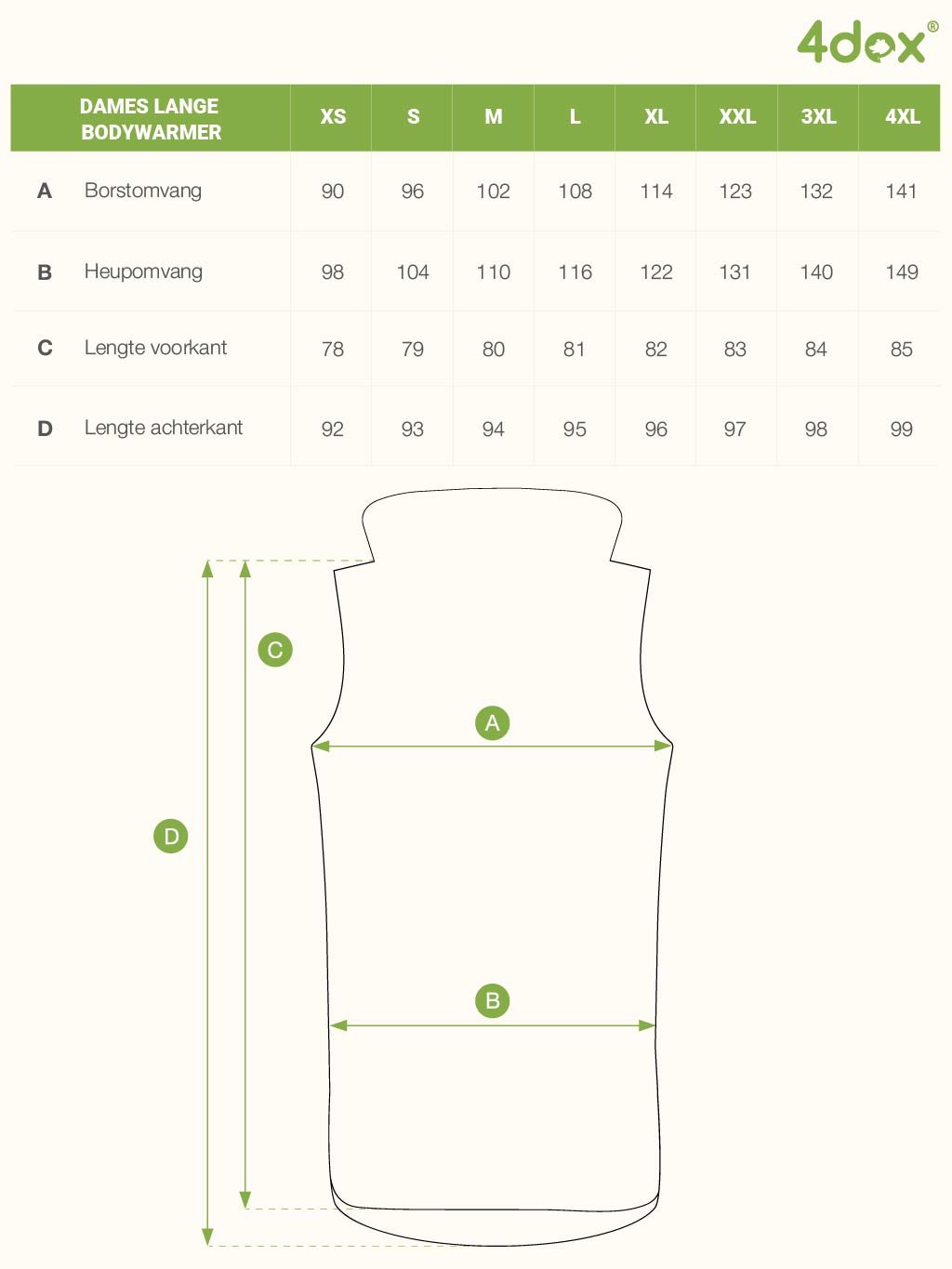 Lange bodywarmer - granaat 4dox