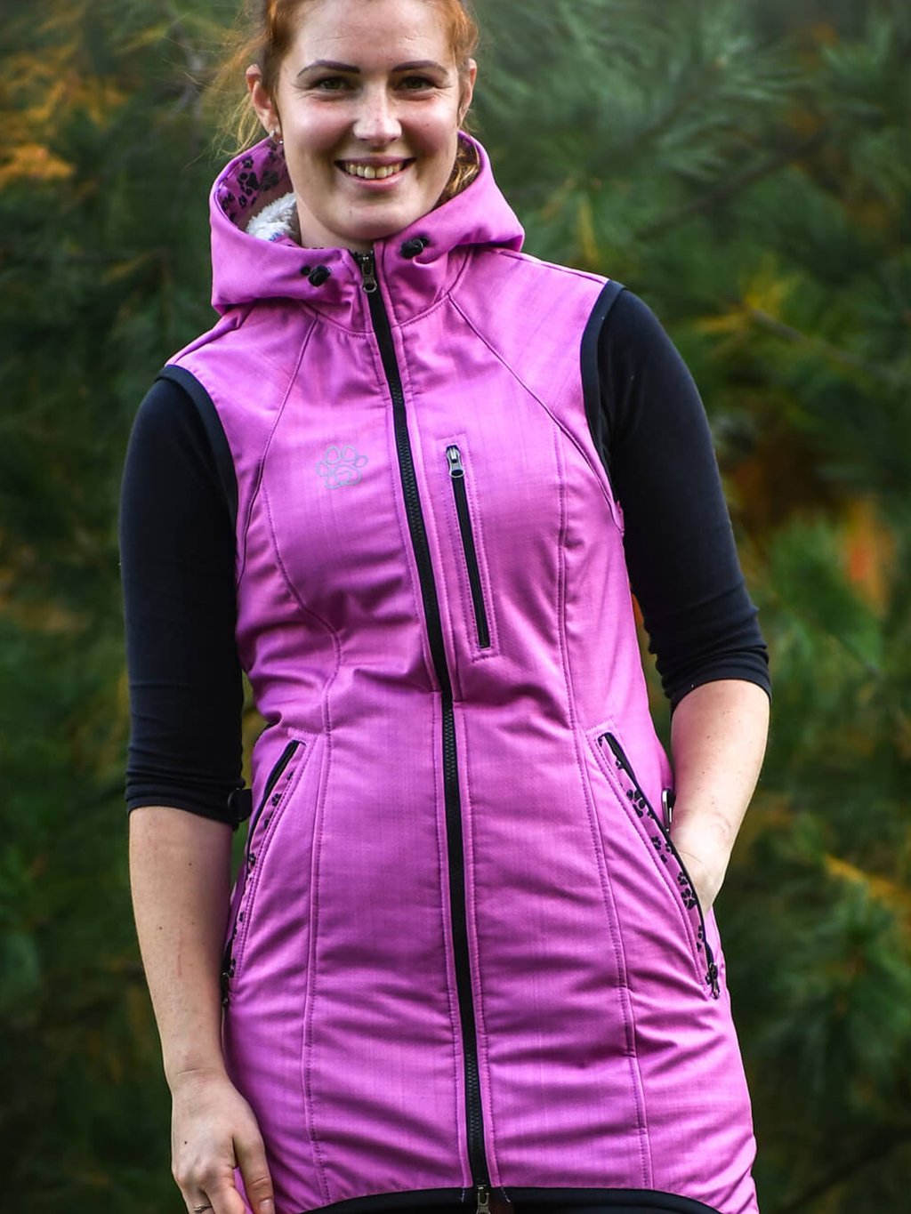 Lange bodywarmer winter - lila 4dox