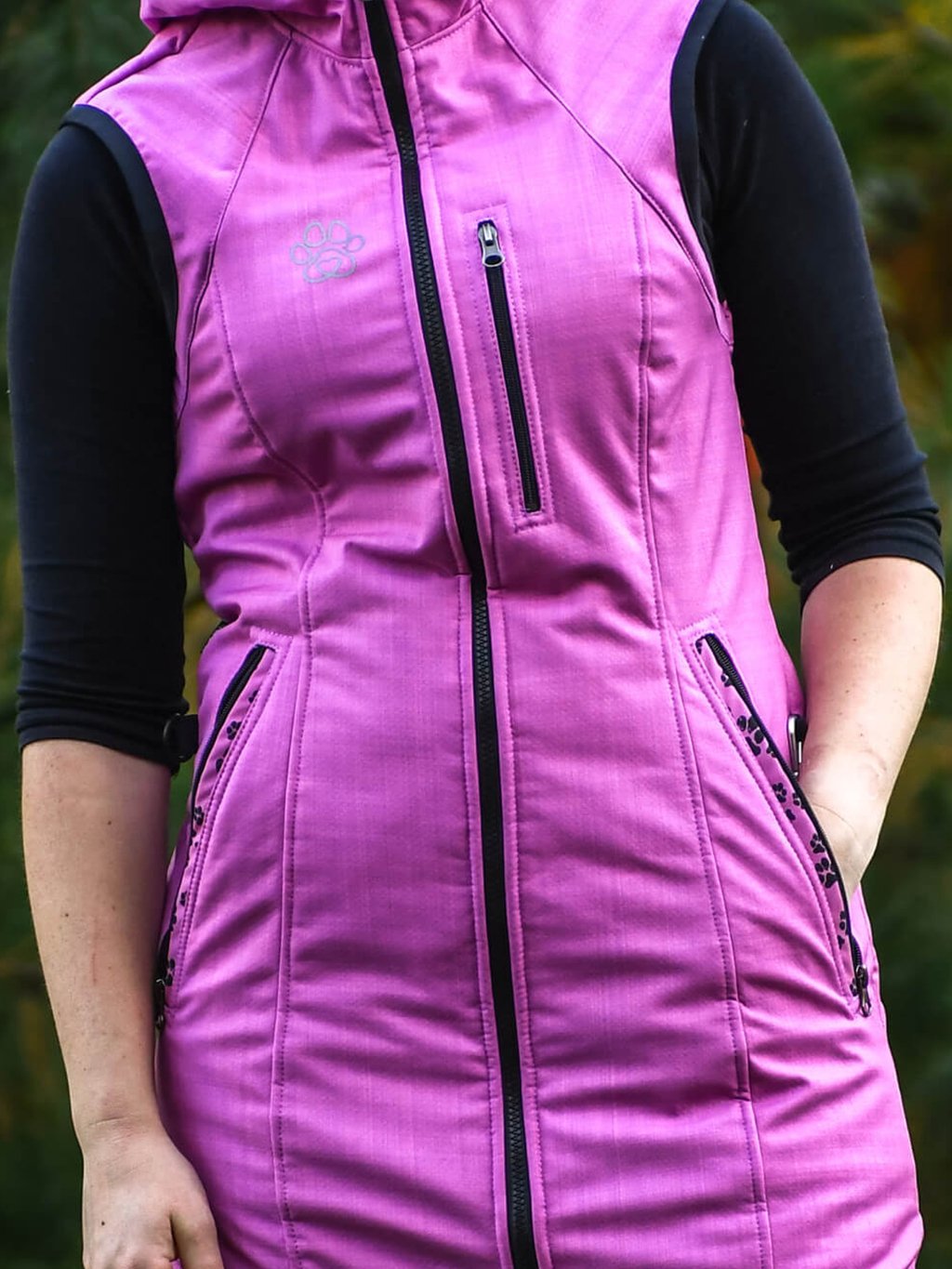 Lange bodywarmer winter - lila 4dox