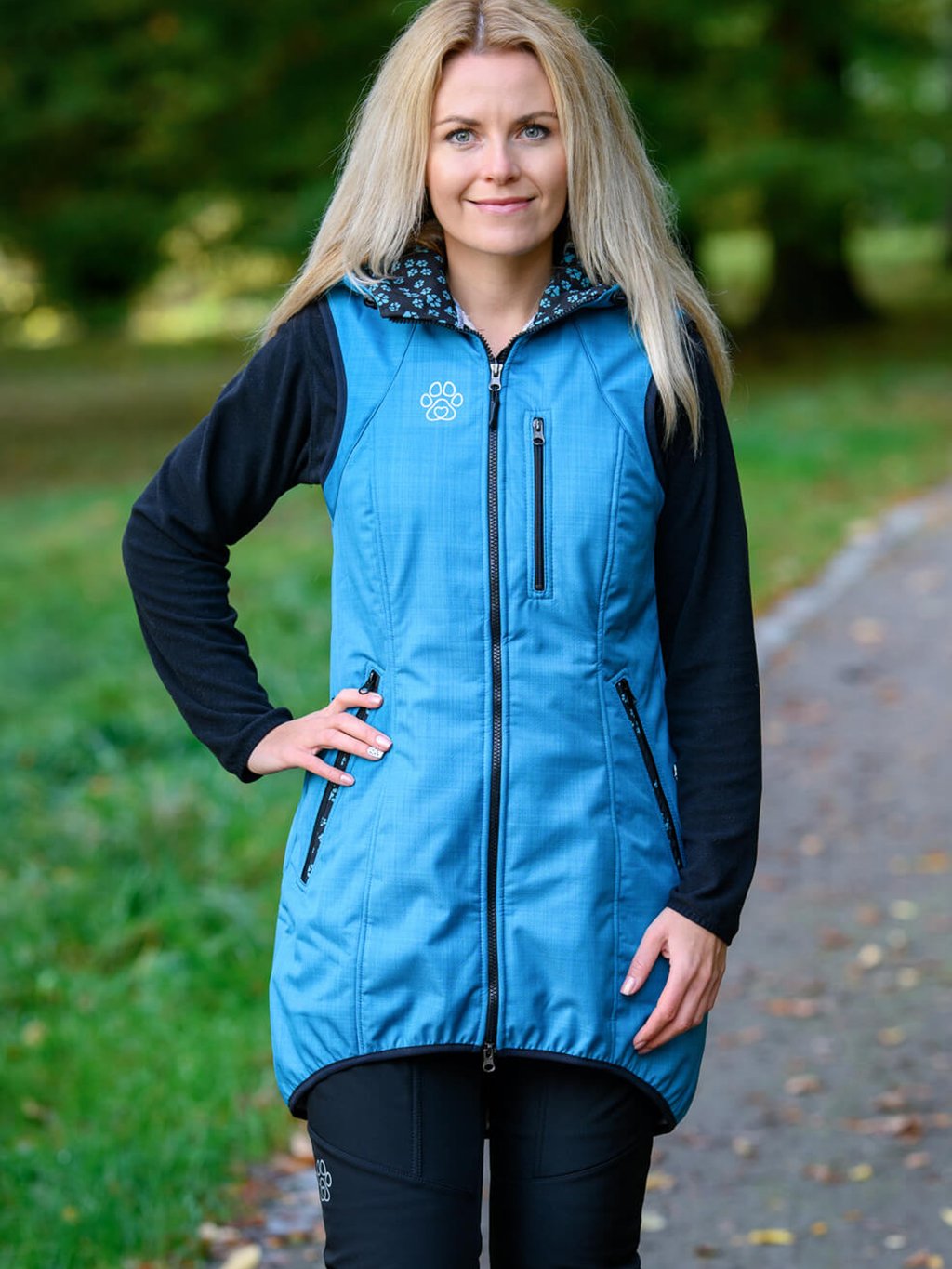 Training long winter vest - turquoise 4dox