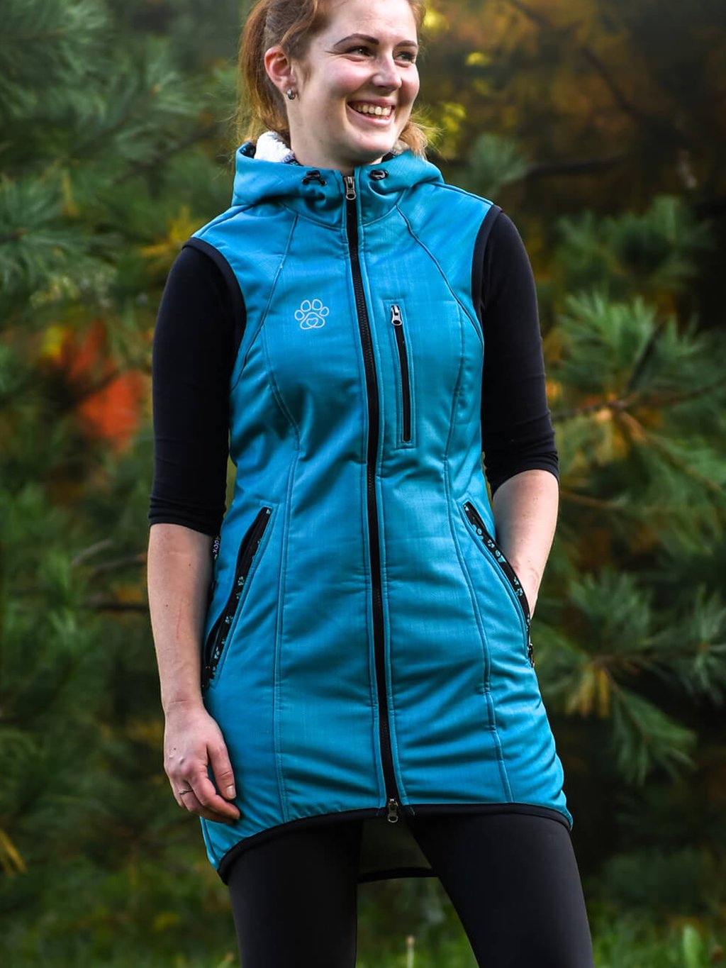 Lange bodywarmer winter - turquoise 4dox