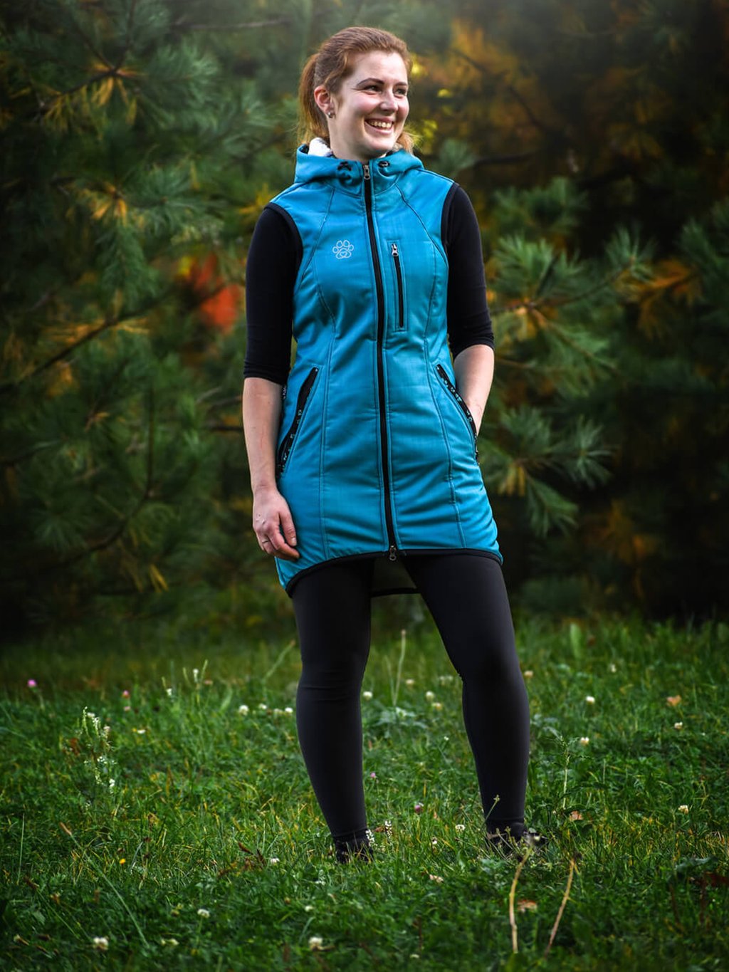 Lange bodywarmer winter - turquoise 4dox