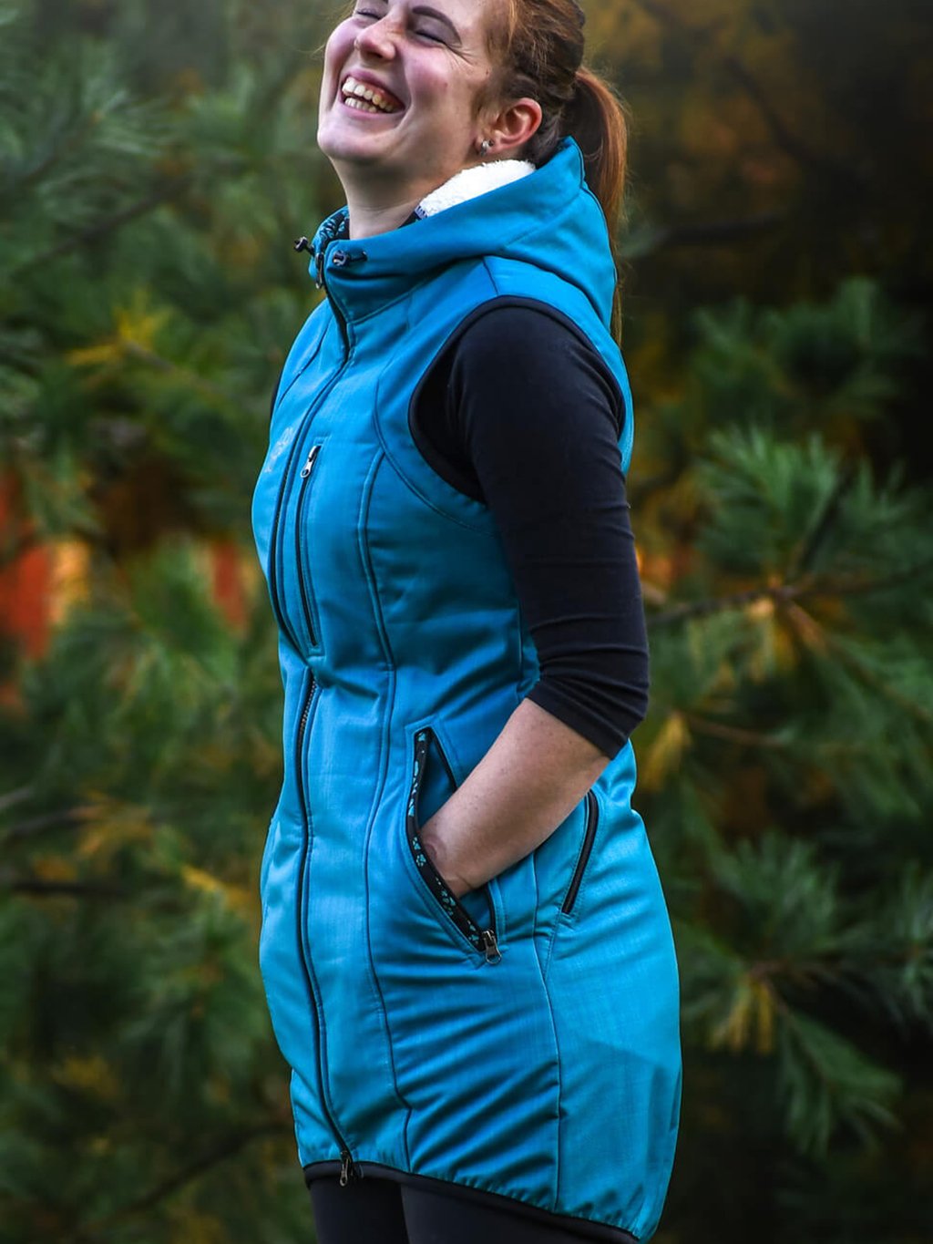 Lange bodywarmer winter - turquoise 4dox