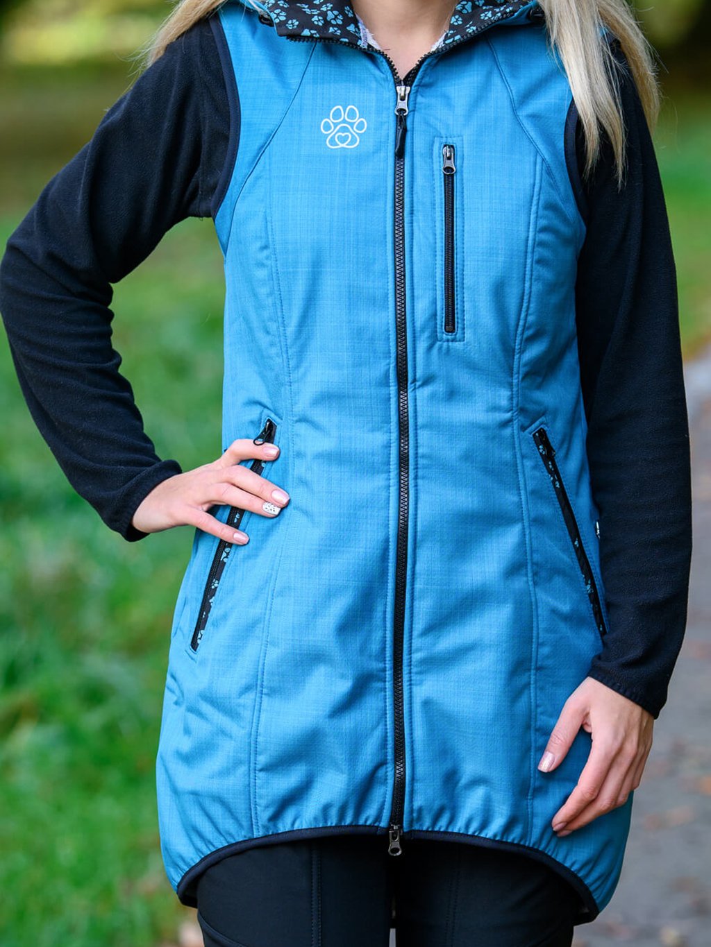 Lange bodywarmer winter - turquoise 4dox