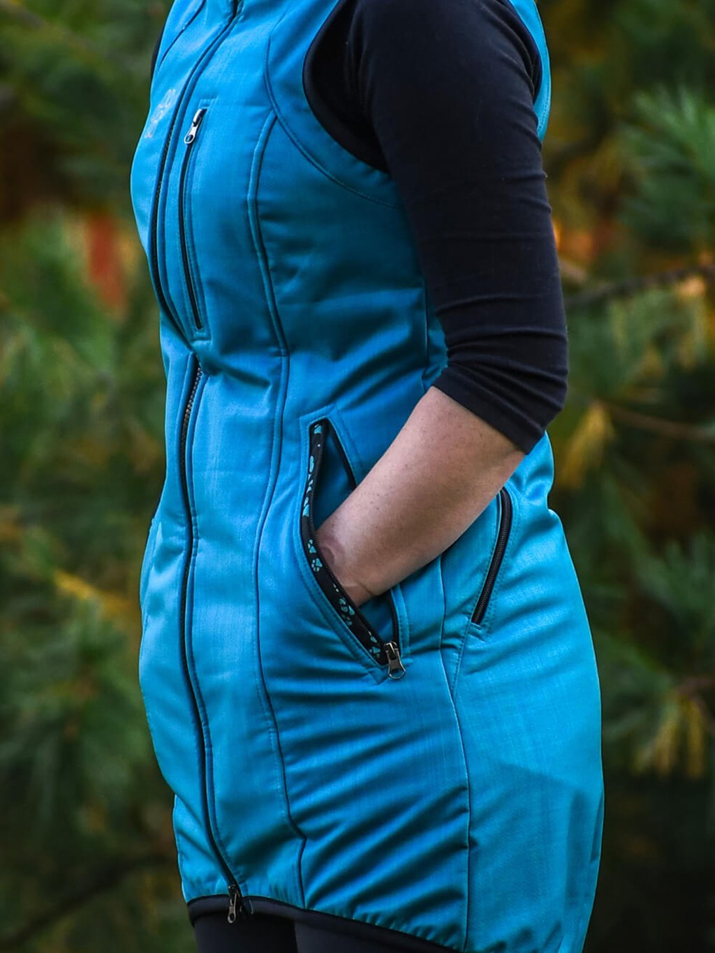 Lange bodywarmer winter - turquoise 4dox