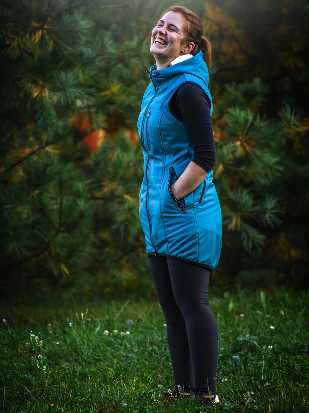 Lange bodywarmer winter - turquoise 4dox