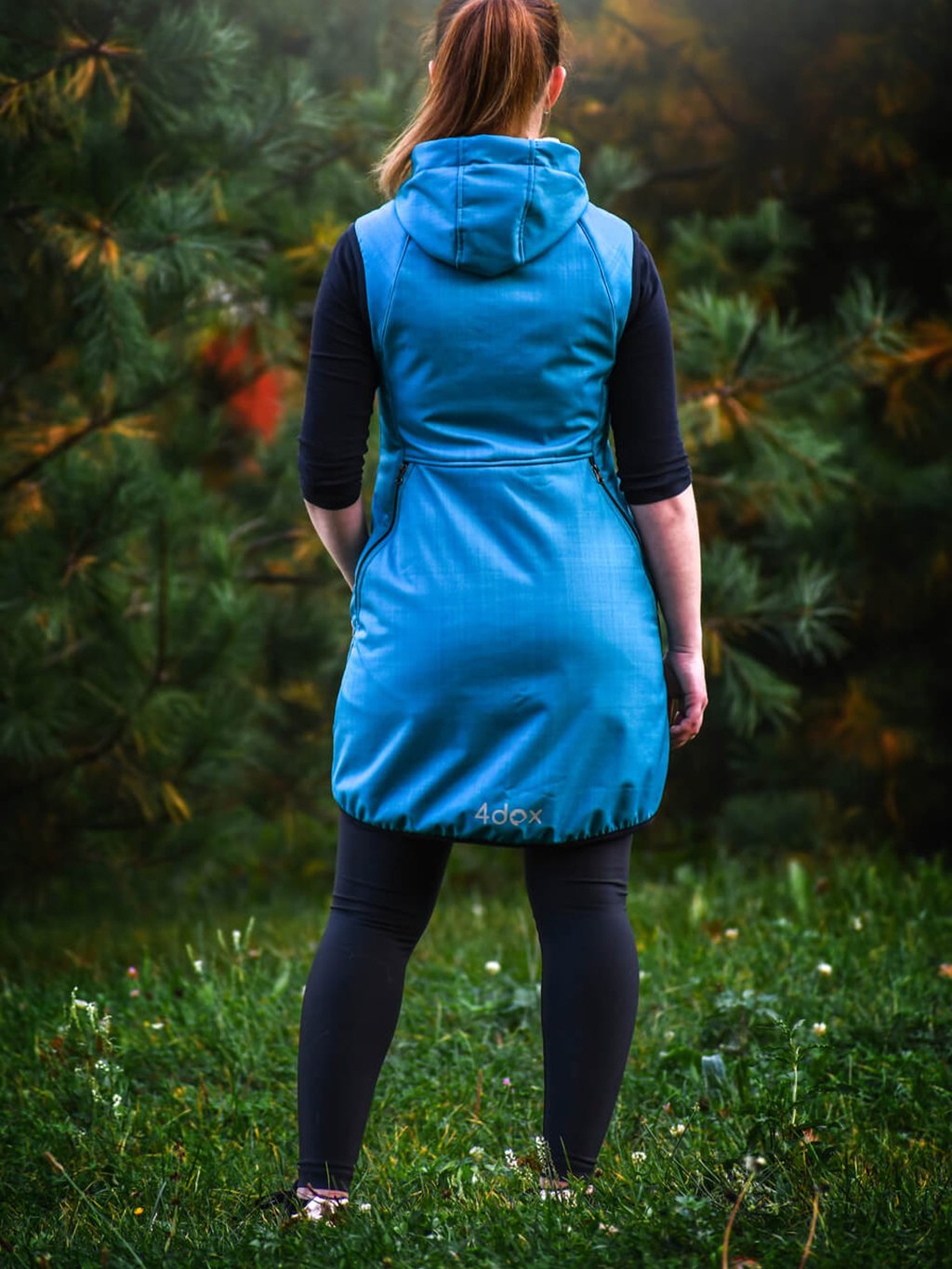 Training long winter vest - turquoise 4dox