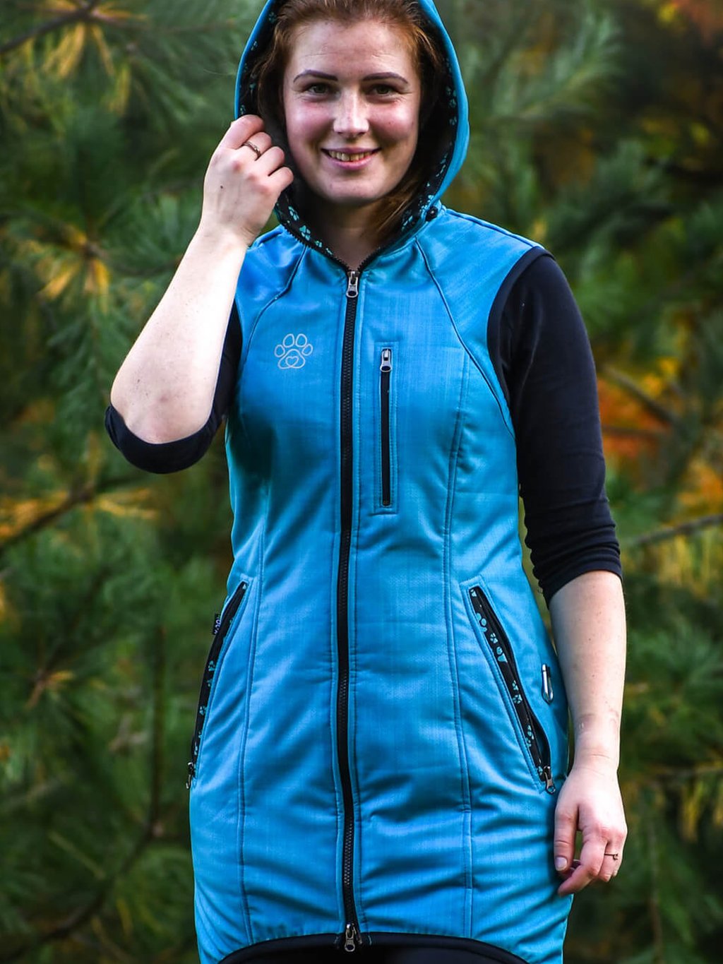 Lange bodywarmer winter - turquoise 4dox