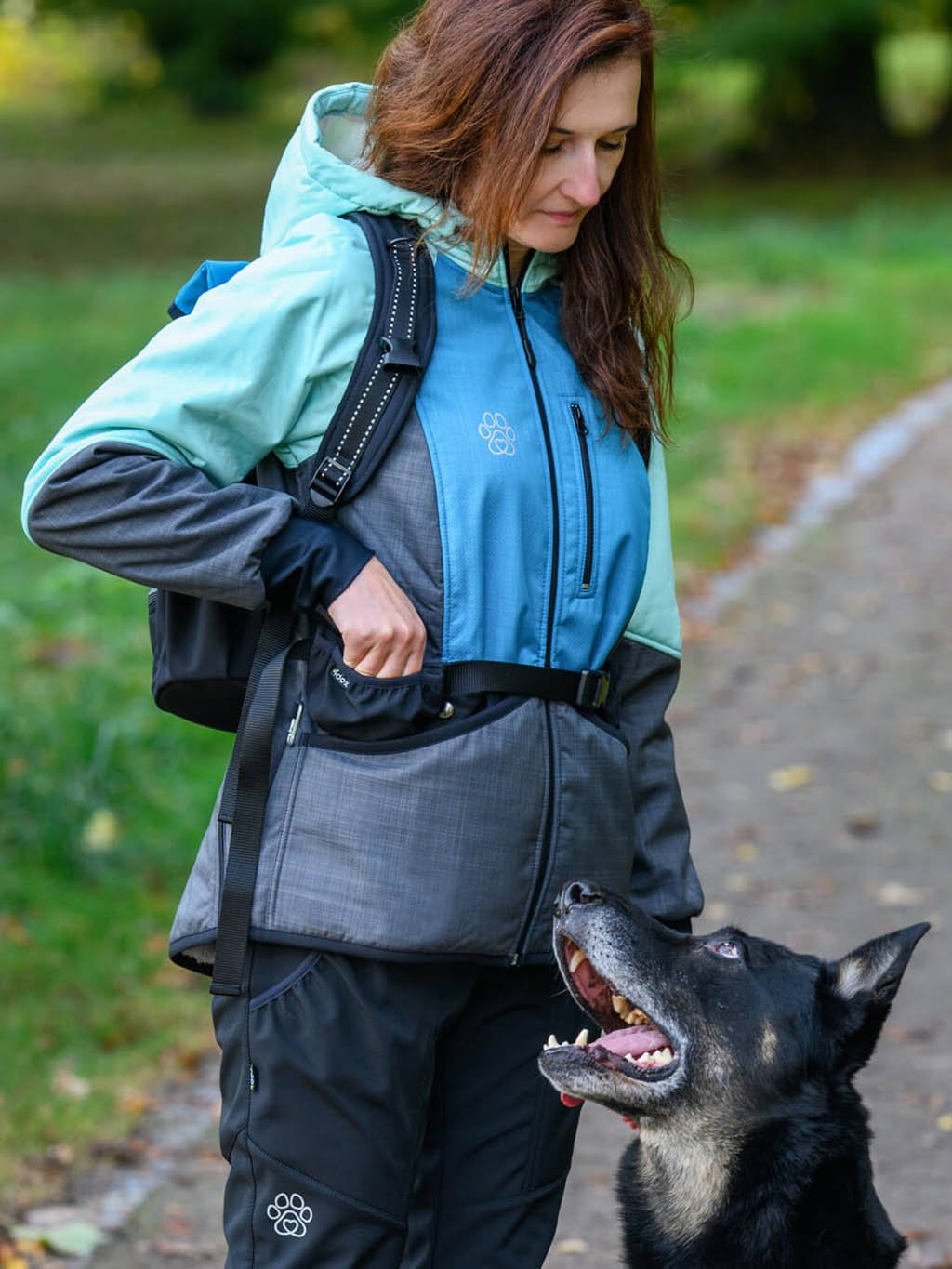 Training backpack Teal with top zip fastening 4dox