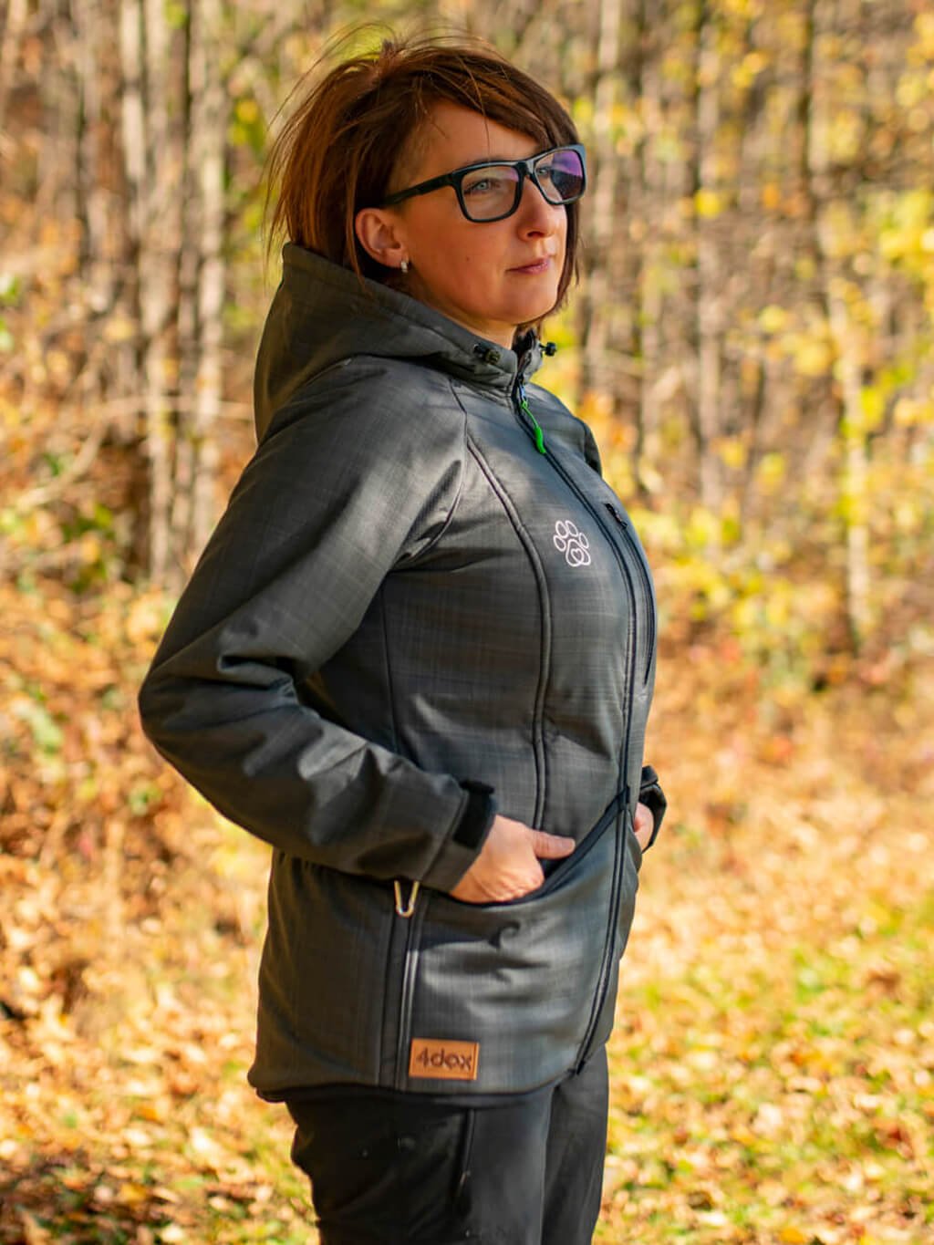 Women's winter jacket striped anthracite