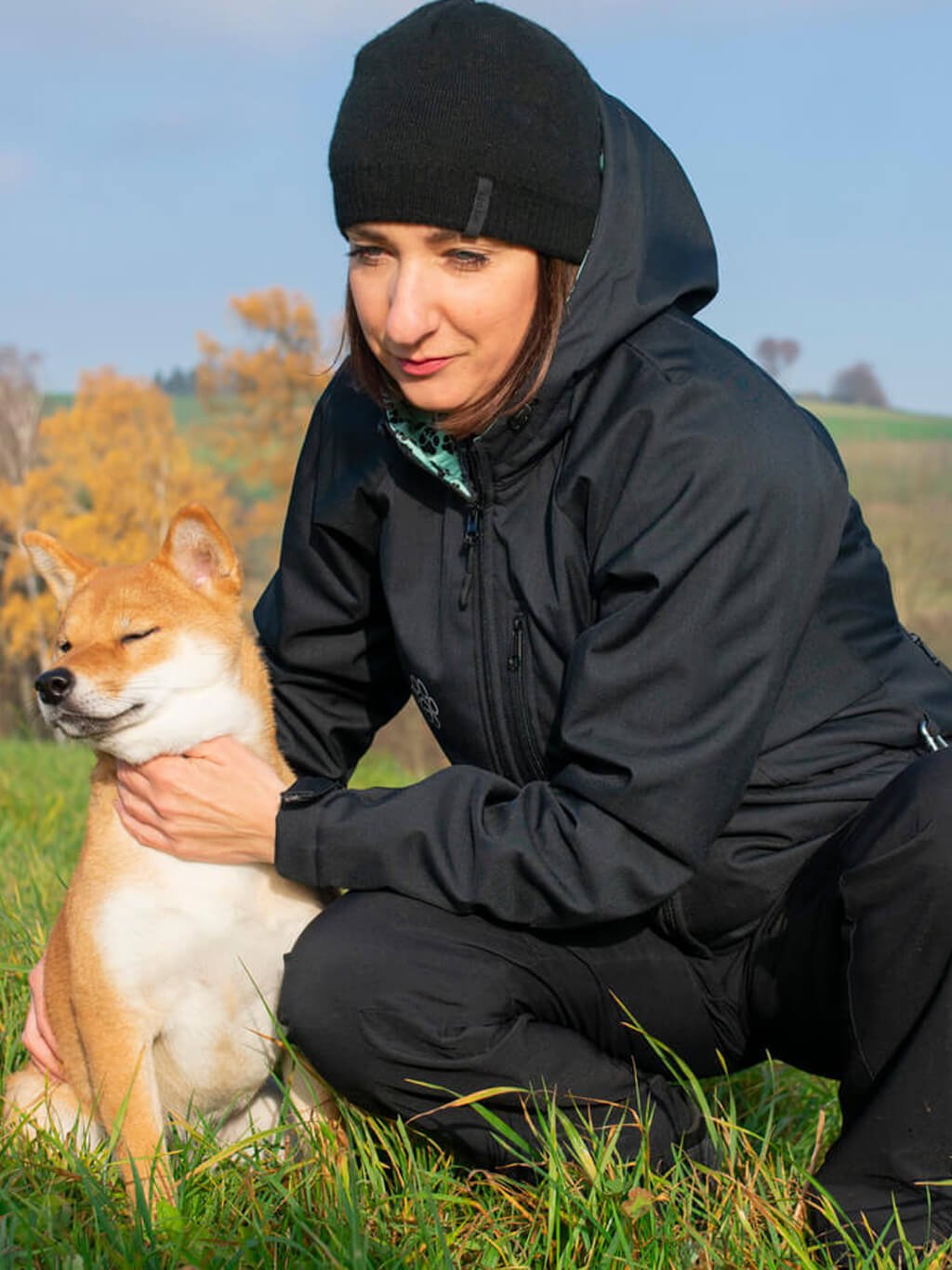 Women's winter jacket black/mint paws