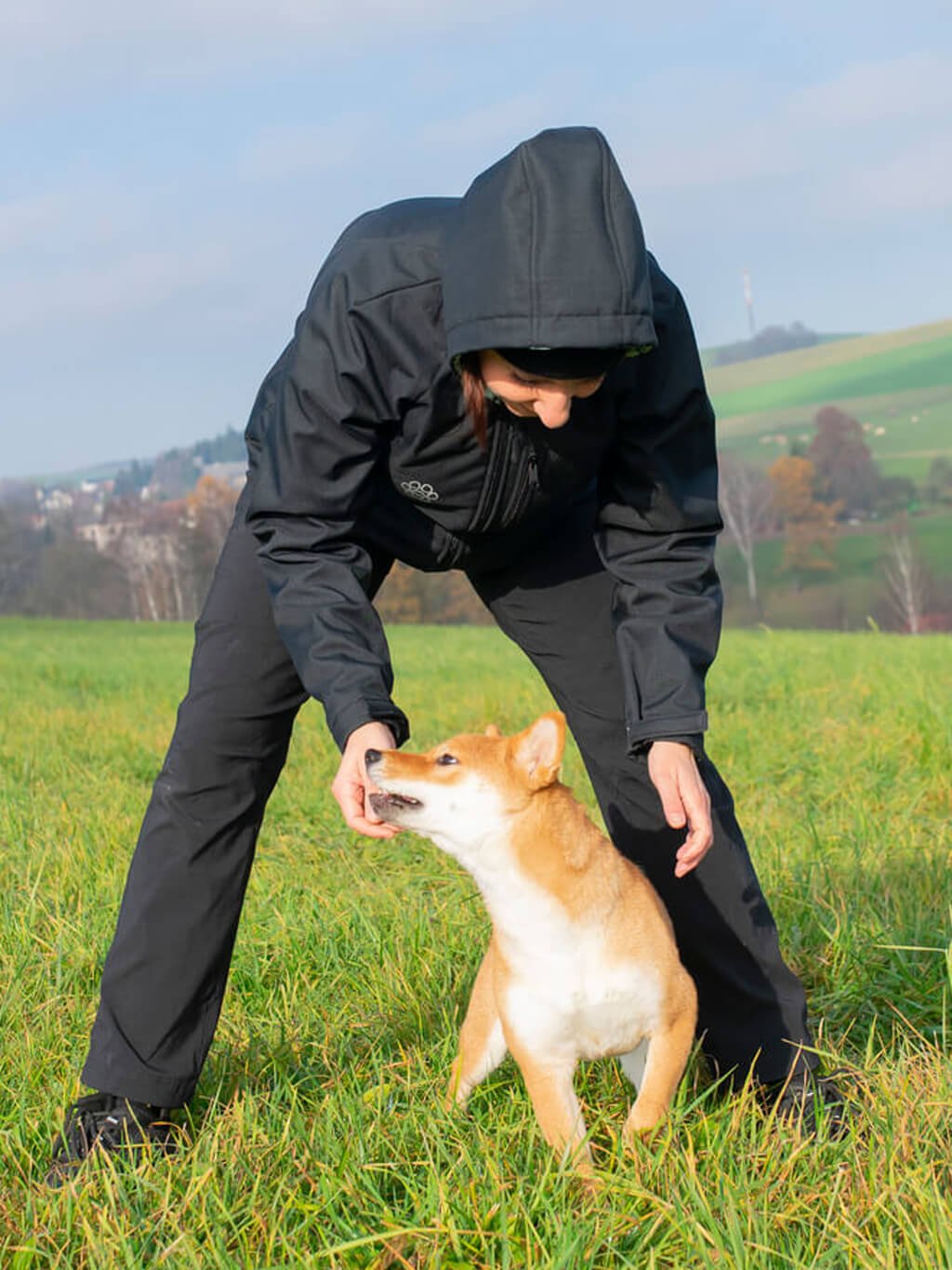 Women's winter jacket black/mint paws