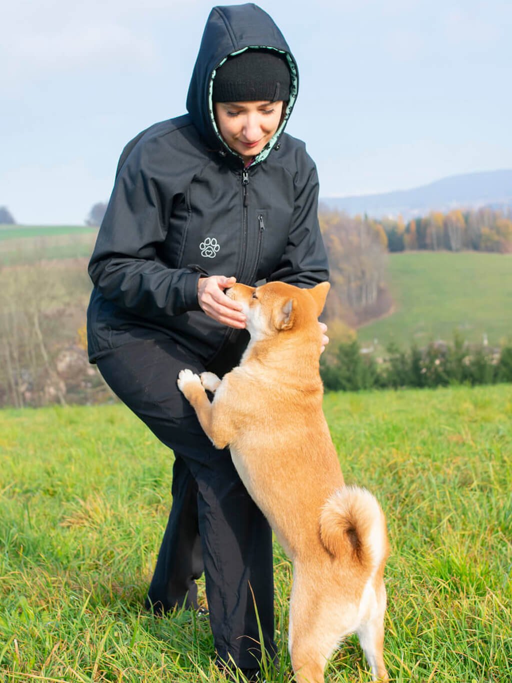 Dames winter trainingsjas + mintkleurige pootafdrukken 4dox