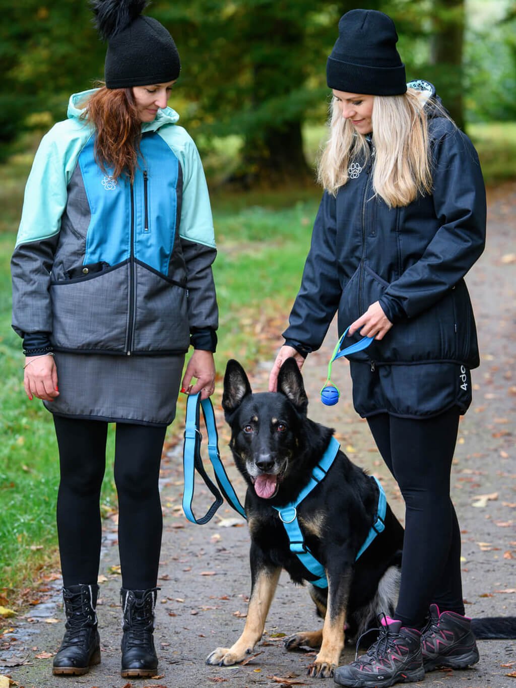 Women's winter jacket black/mint paws