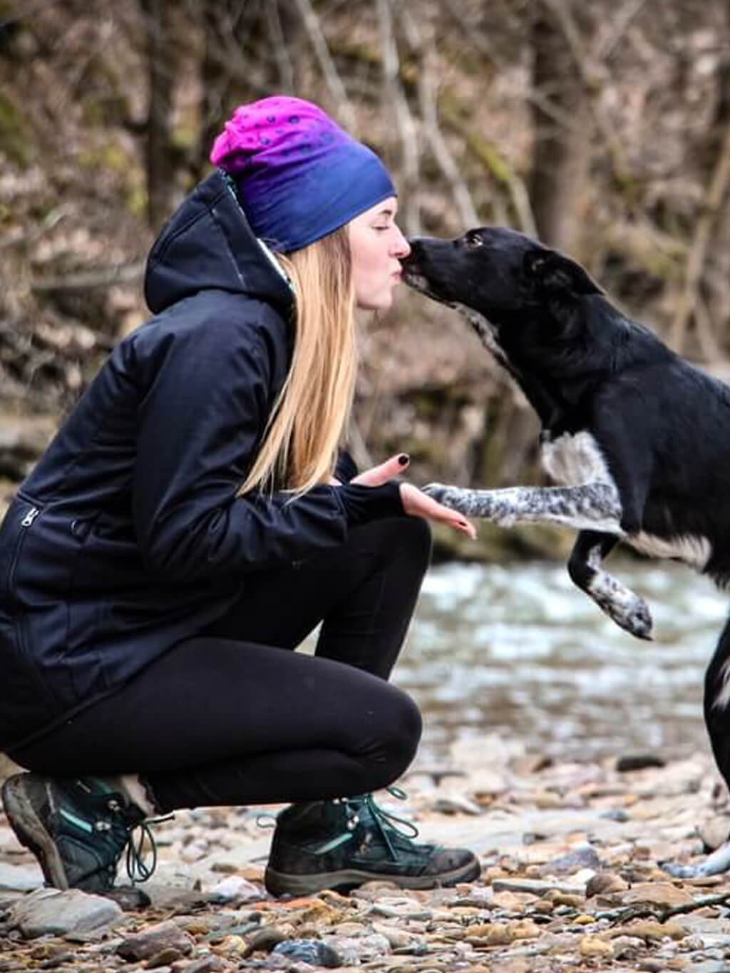 Women's winter jacket black/mint paws