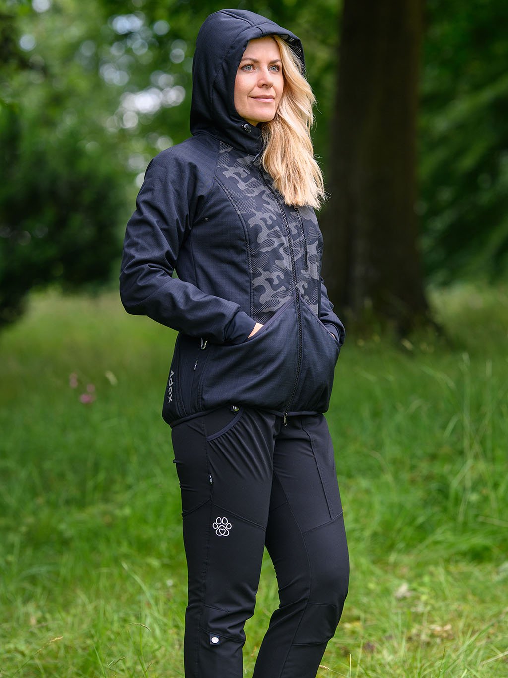 Dames winter trainingsjas reflecterend camouflage 4dox