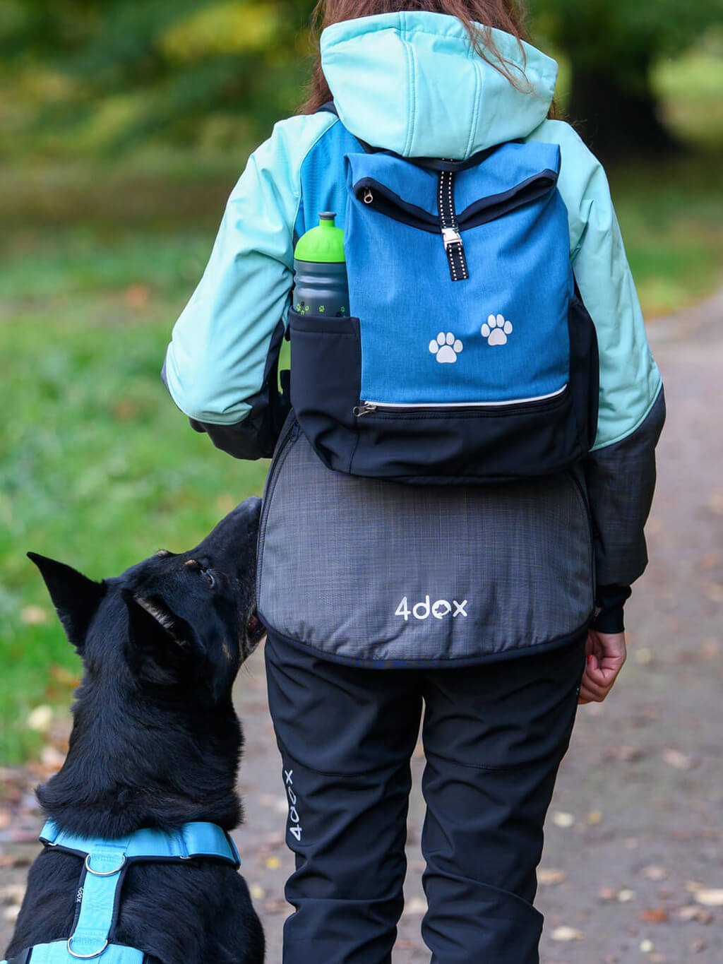 Winter jacket turquoise size L with treat bag and light