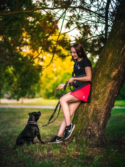 Skirt with short shorts black-neon pink