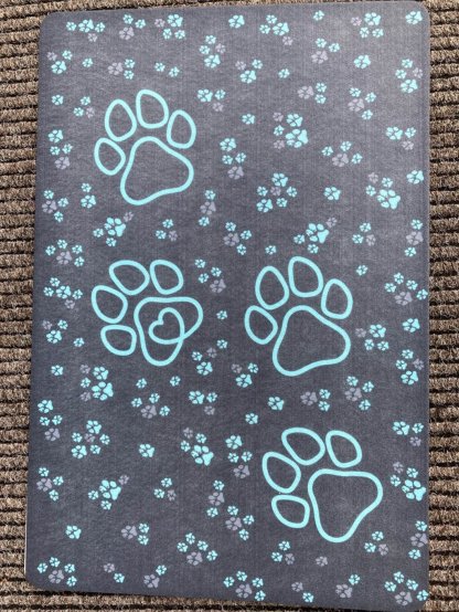 Doormat with a turquoise paws 2