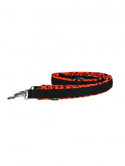 switching leash - neon orange with paws