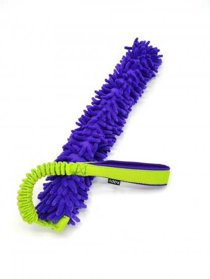 Tug toy with shock absorber LONG purple-lime 4dox