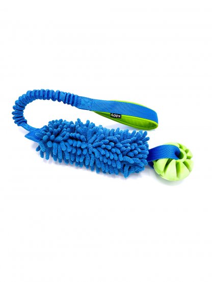 Trekkoord met bal 6 cm en schokdemper blauw 4dox