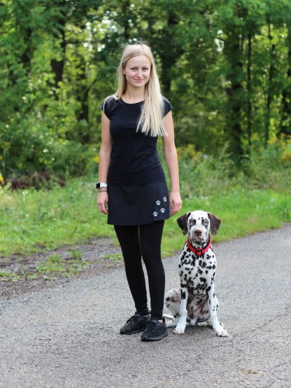 Skirt-leggings black with reflective paw