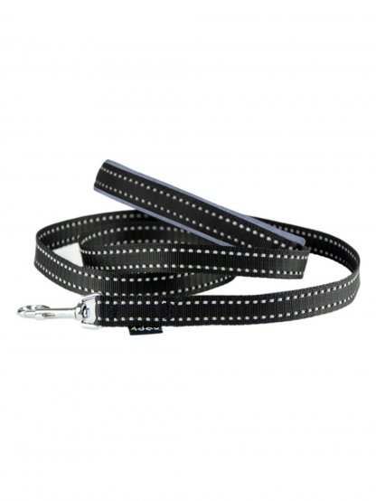 Leash with a reflective tape, striped grey