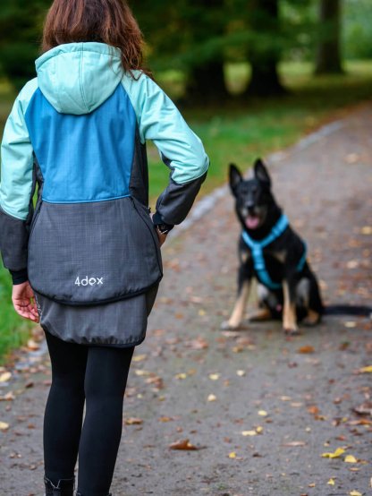 Winter jacket turquoise size L with treat bag and light