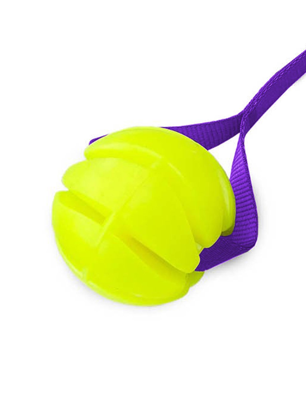 Žlutý plovoucí míček 6 cm s fialovou ručkou 4dox