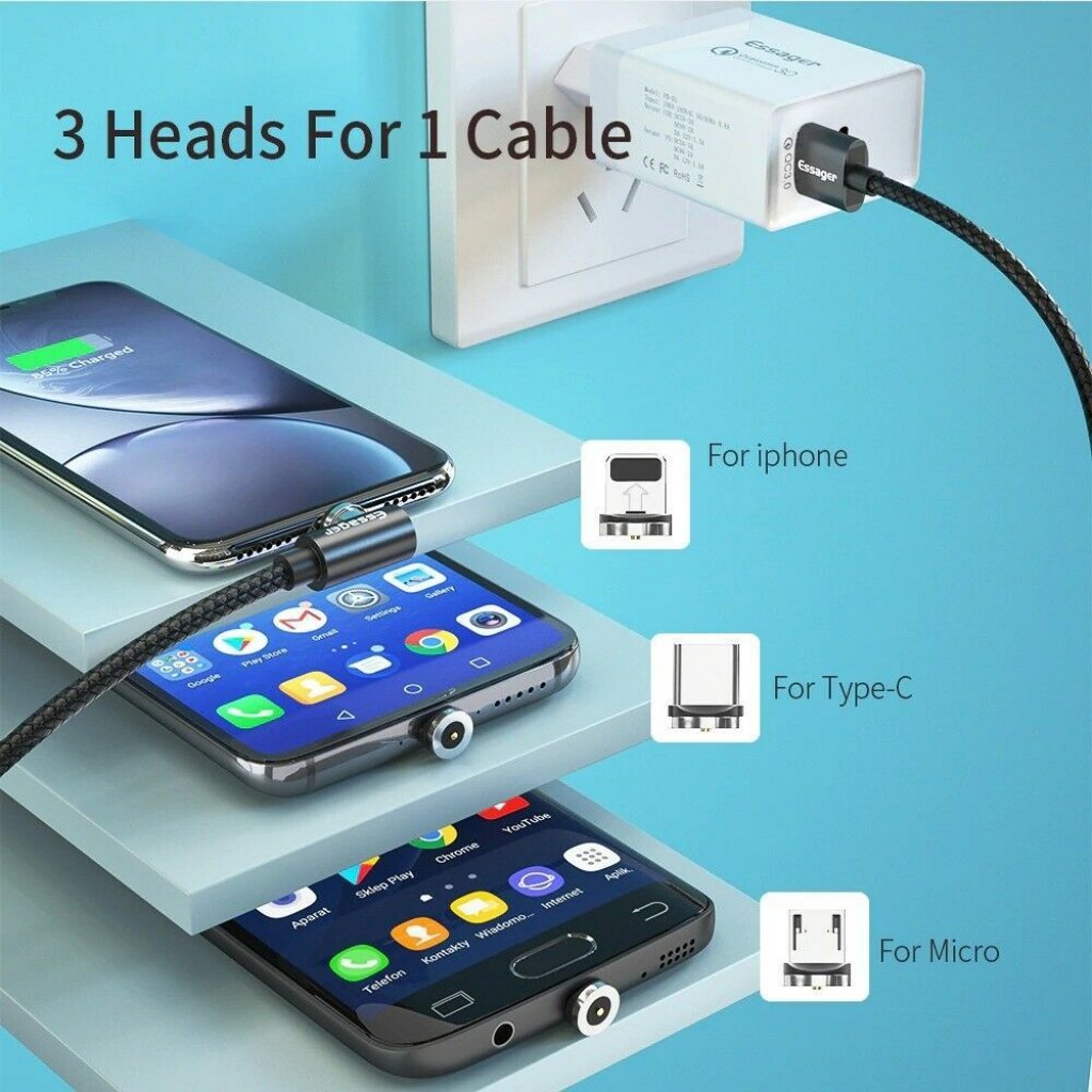 Kabel napájecí magnetický černý