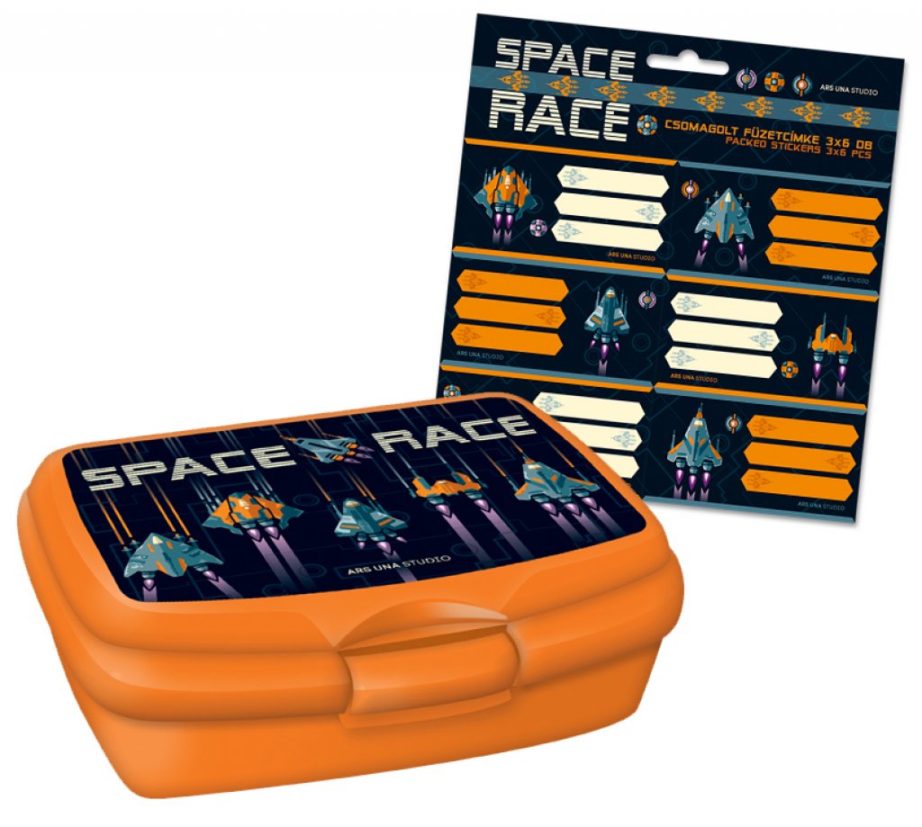 Box na desiatu SPACE RACE + štítky na zošity