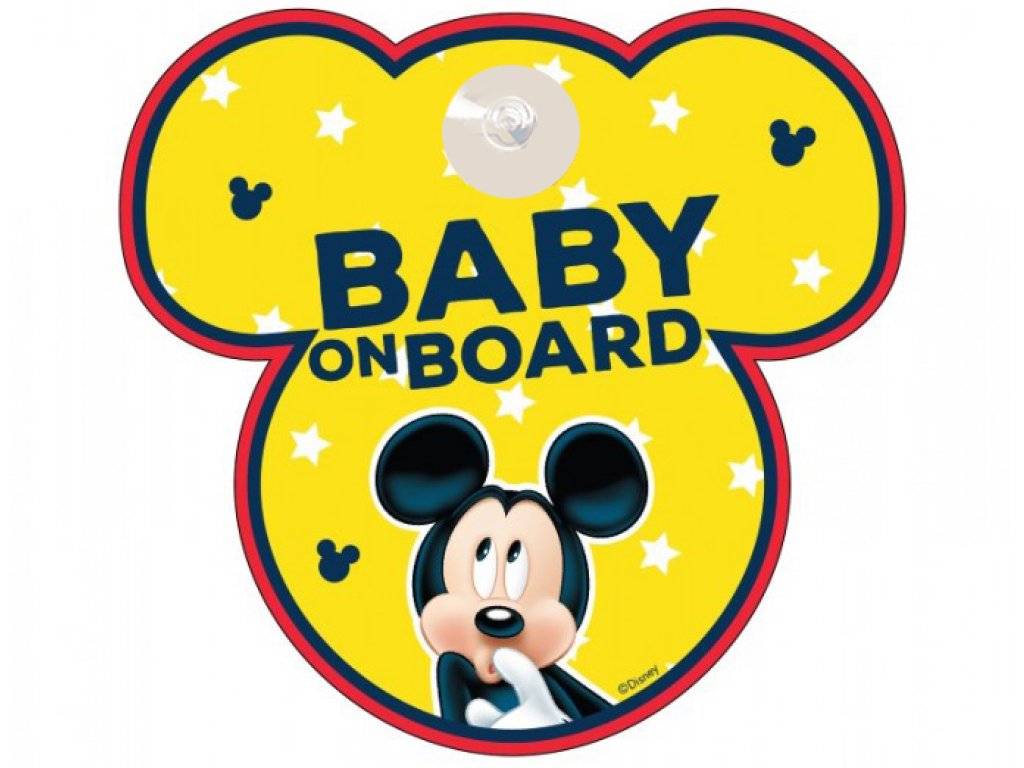 Cedulka Dítě v autě s přísavkou - BABY ON BOARD - MICKEY MOUSE - Mickey