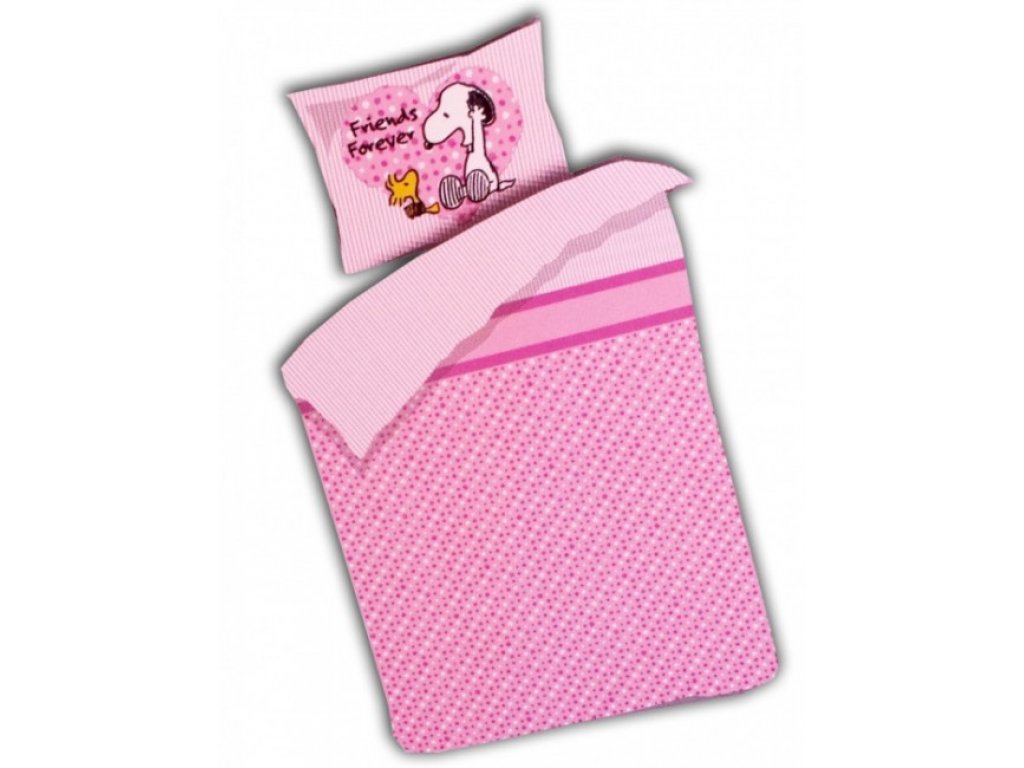 detské posteľné obliečky SNOOPY - ružové 100 x 140 cm
