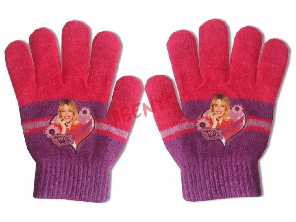 pletené detské rukavice VIOLETTA - tmavo ružové