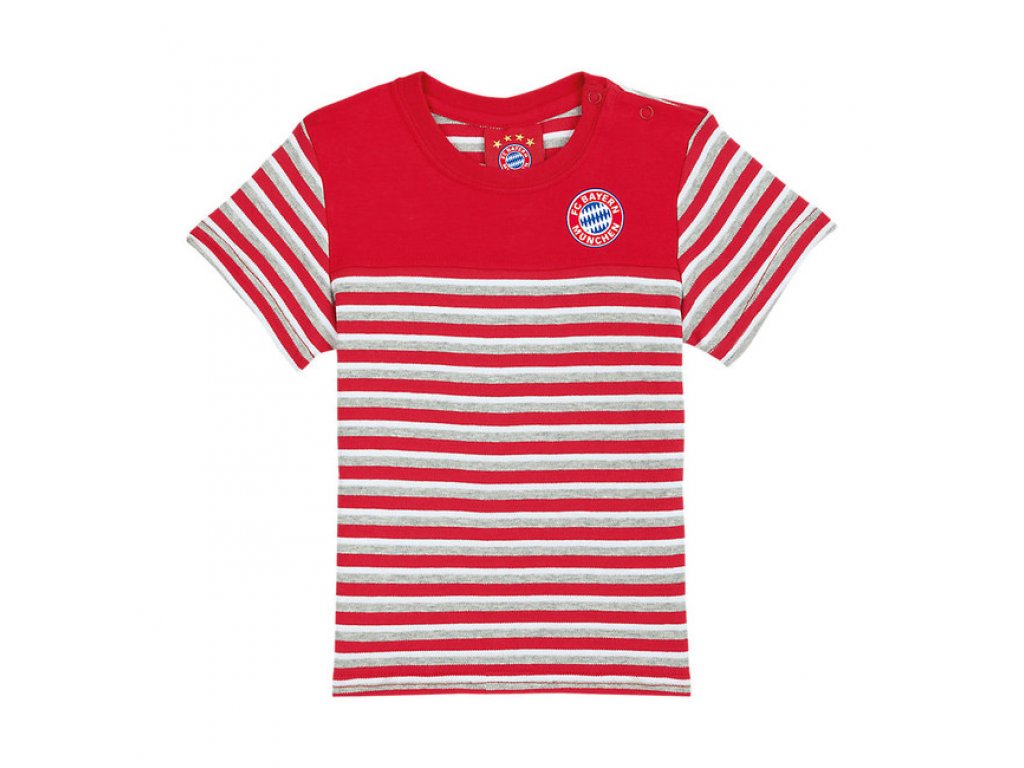 gyermek bébi póló FC Bayern München Striped, piros / fehér / szürke