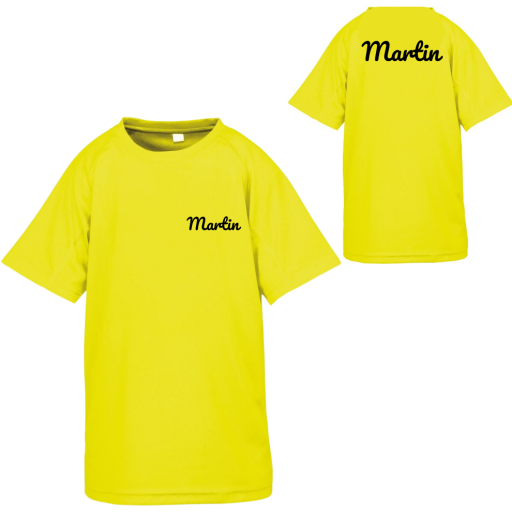 Detské tričko funkčné s menom - neon žlté