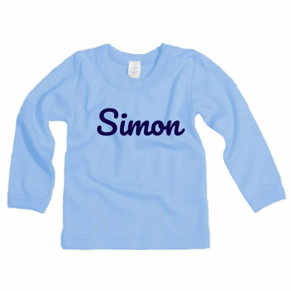 Detské tričko s dlhým rukávom s menom podľa želania - modré
