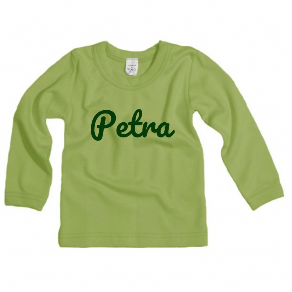 Detské tričko s dlhým rukávom s menom podľa želania - zelené