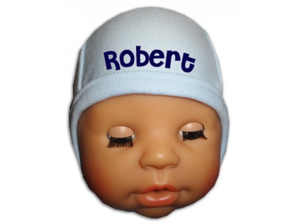 kojenecká čiapka BABY - s menom svetlá modrá