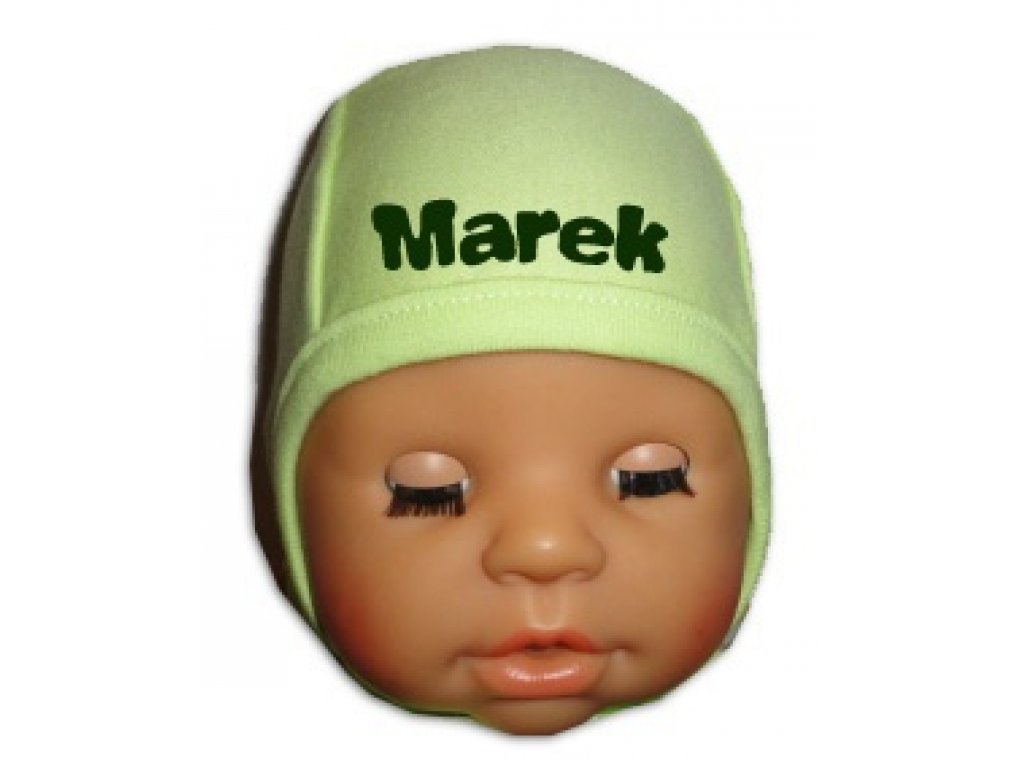 kojenecká čiapka BABY - s menom zelená