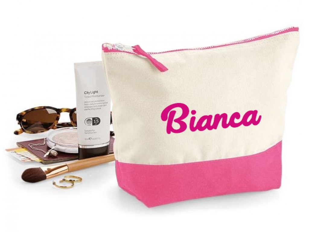 kosmetická taška s vlastním jménem - růžová