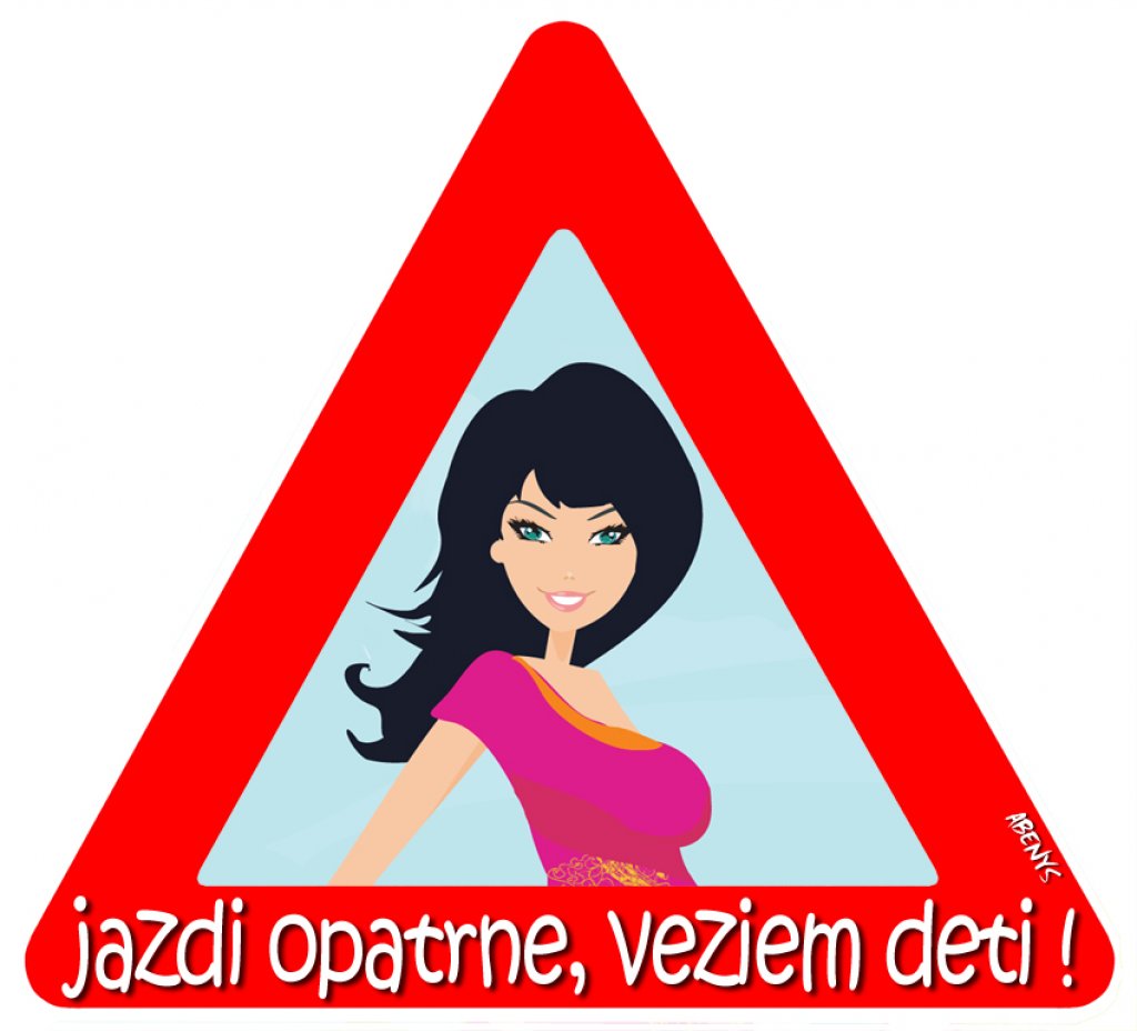 nálepka na auto - JAZDI OPATRNE, VEZIEM DETI !