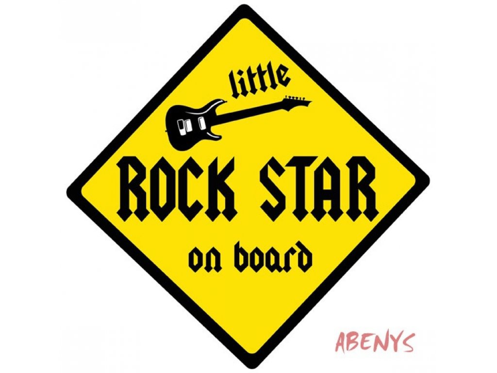 Nálepka na auto s vlastným textom -Little ROCK STAR on board 17 x 17 cm