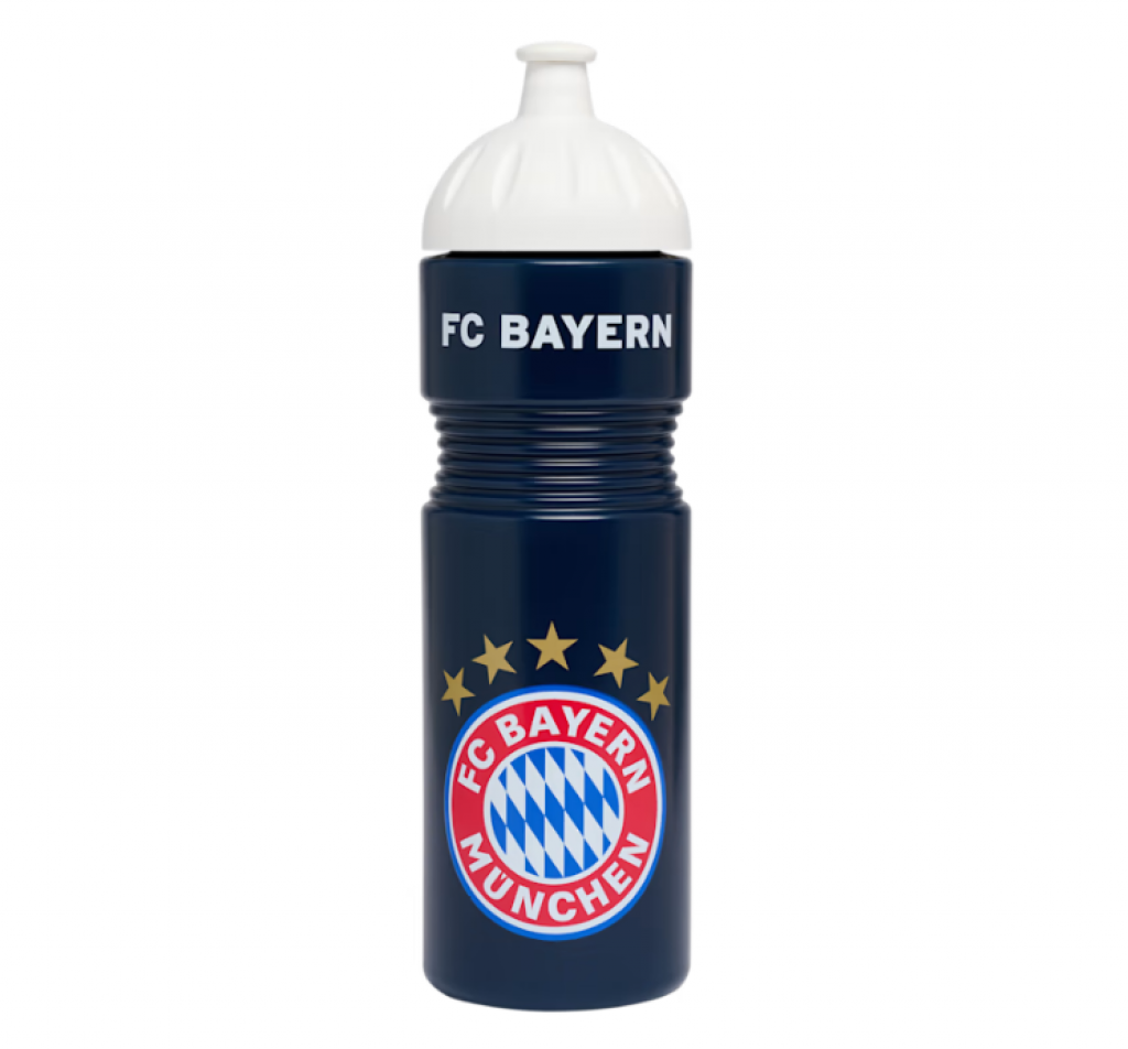 Plastová fľaša na pitie s logom FC Bayern München, modrá, 0,75l