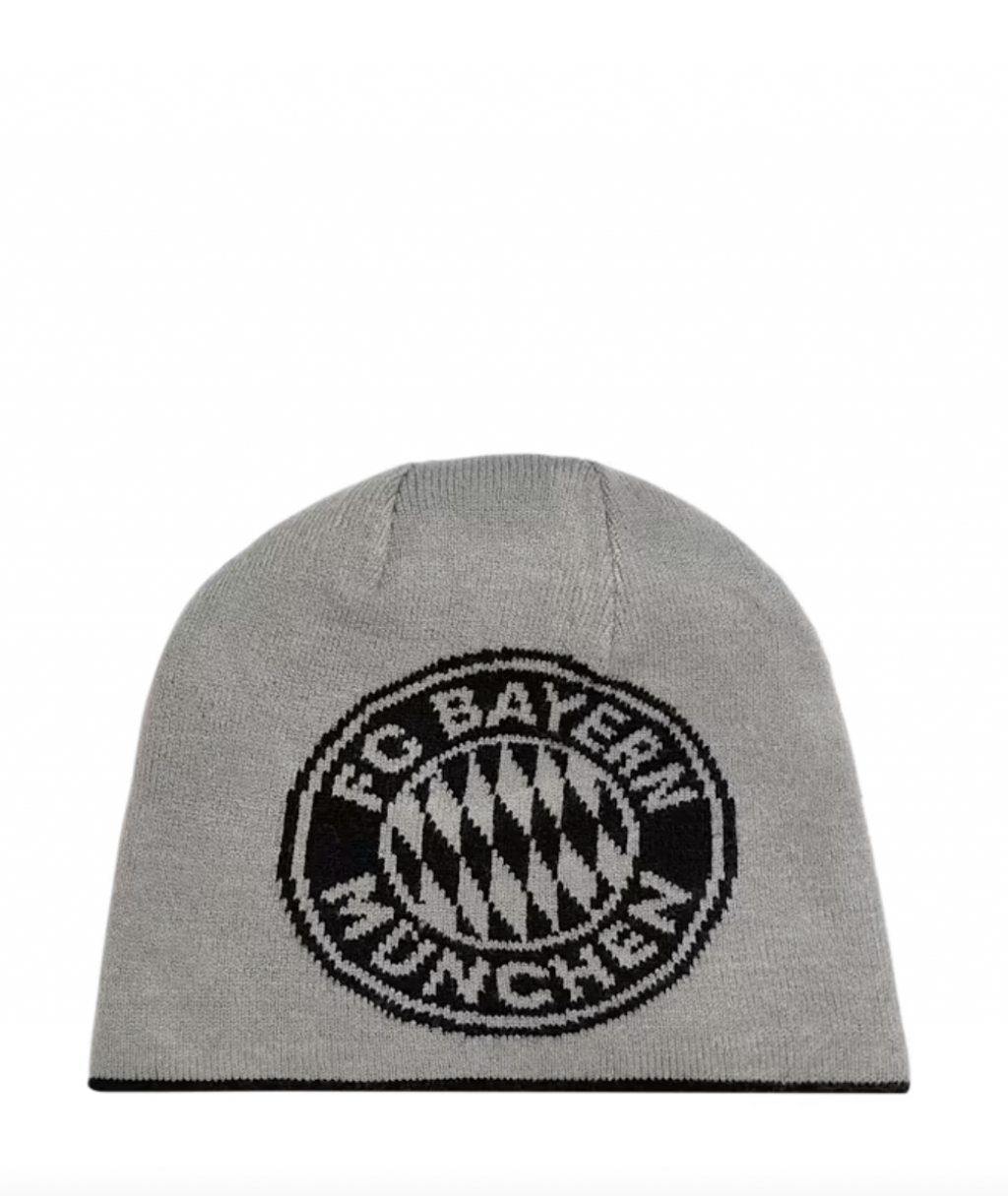 detská pletená čiapka obojstranná FC Bayern München, čierna, sivá