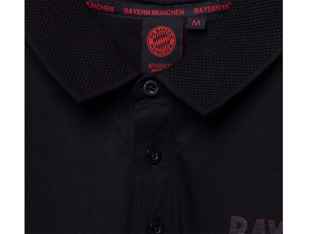 Férfi galléros póló FC Bayern München, fekete