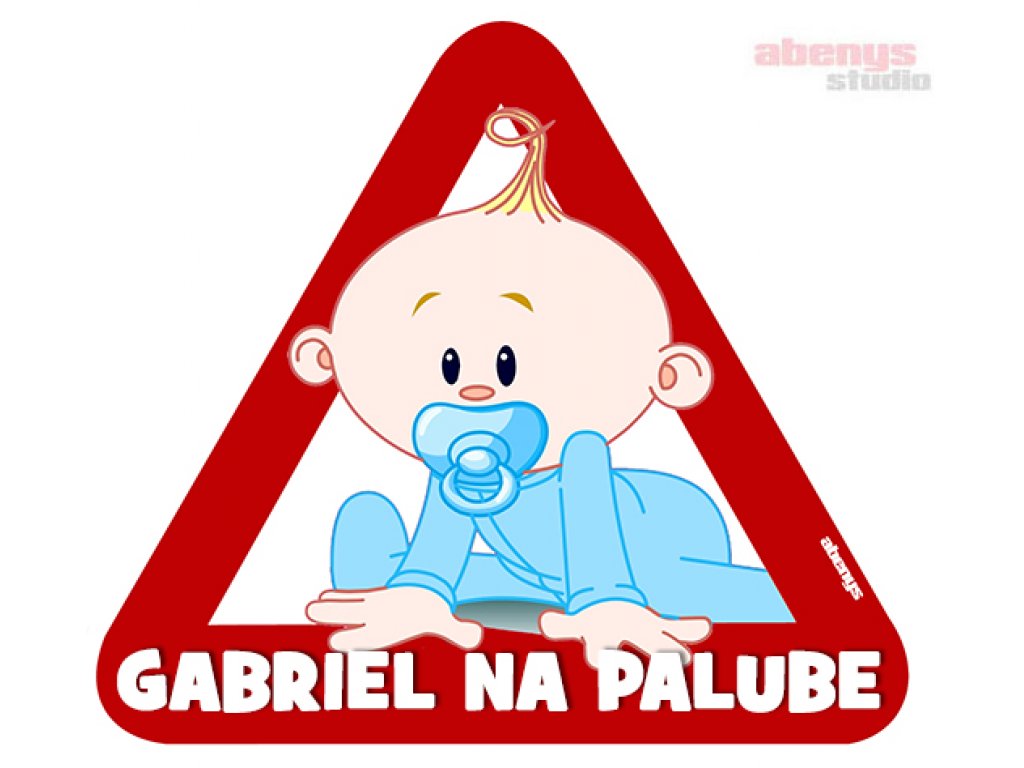 Samolepka na auto - s reflexným textom - bábo Gabriel